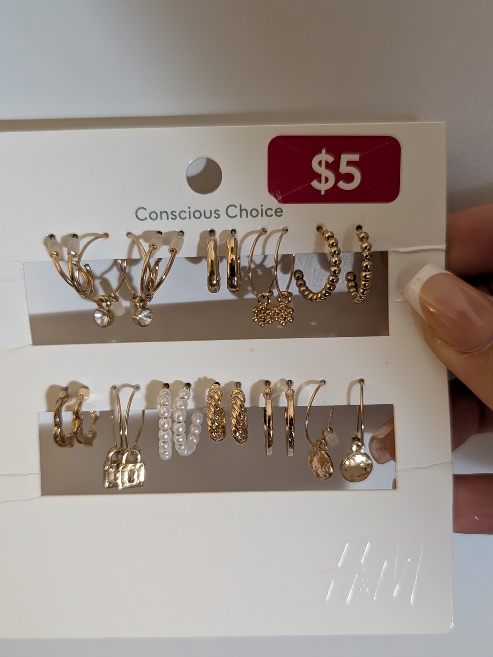 H&M Gold-Tone Mixed Earring Set with Faux Pearls